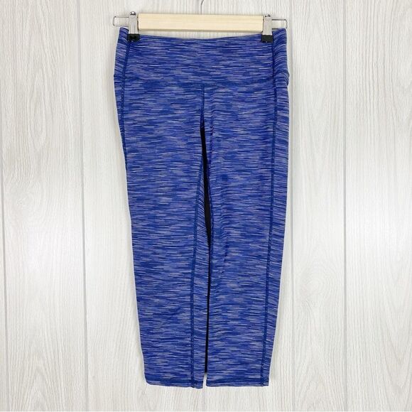 Athleta | Blue Striped Chaturanga Energy Capri Leggings Size XS - Picture 1 of 9